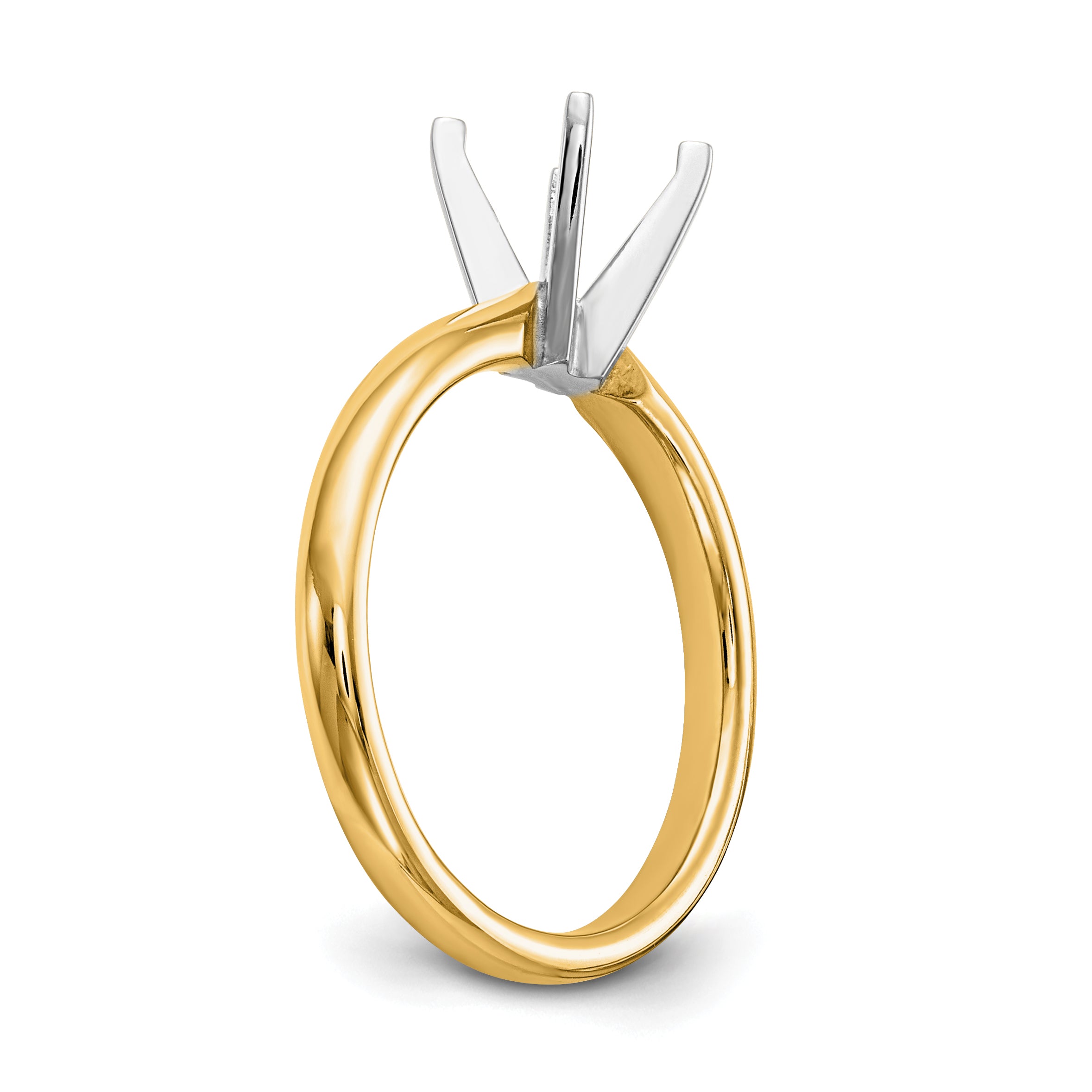 14k Two-Tone 1 carat Medium-Weight Comfort-Fit 4-Prong Round Solitaire Ring Mounting (No Stone Included)