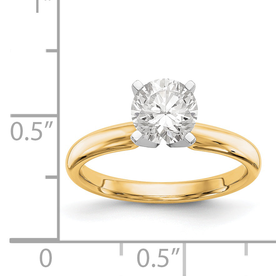 14k Two-Tone 1 carat Medium-Weight Comfort-Fit 4-Prong Round Solitaire Ring Mounting (No Stone Included)