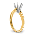 14k Two-Tone 1/2 carat Medium-Weight High Shoulder Airline Half-Round 6-Prong Round Solitaire Ring Mounting (No Stone Included)