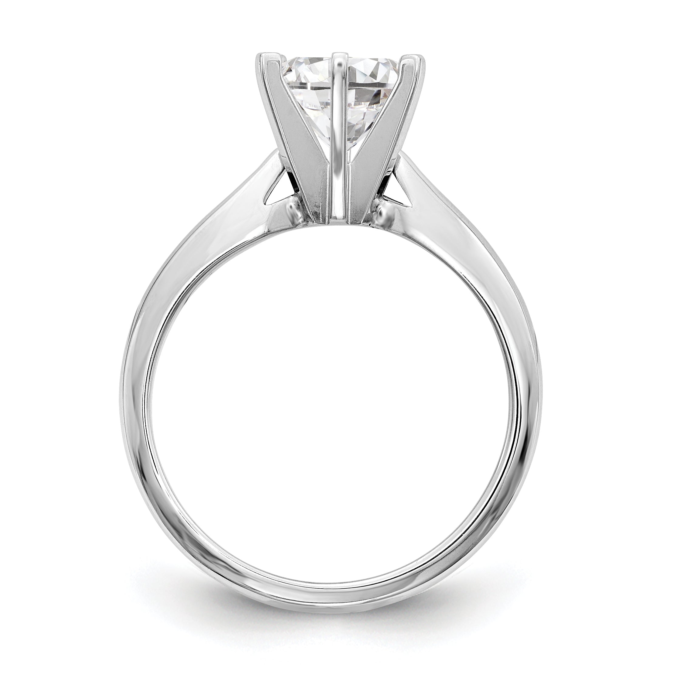 14k White Gold 3/4 carat Medium-Weight High Shoulder Airline Half-Round 6-Prong Round Solitaire Ring Mounting (No Stone Included)