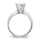 14k White Gold 2 carat Medium-Weight High Shoulder Airline Half-Round 6-Prong Round Solitaire Ring Mounting (No Stone Included)