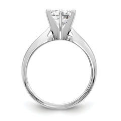 14k White Gold 1 carat Medium-Weight High Shoulder Airline Half-Round 6-Prong Round Solitaire Ring Mounting (No Stone Included)