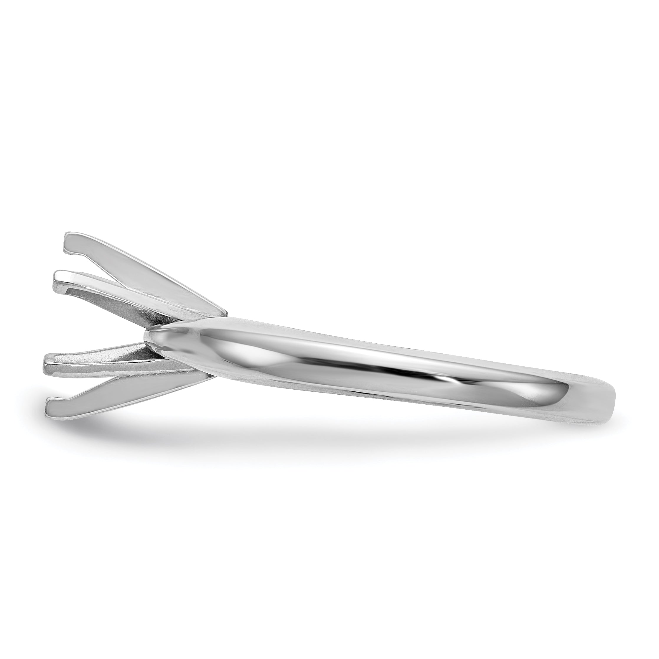 14k White Gold 1.25 carat Medium-Weight High Shoulder Airline Half-Round 6-Prong Round Solitaire Ring Mounting (No Stone Included)