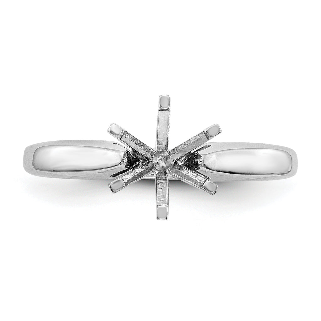 14k White Gold 2 carat Medium-Weight High Shoulder Airline Half-Round 6-Prong Round Solitaire Ring Mounting (No Stone Included)