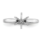 14k White Gold 5/8 carat Medium-Weight High Shoulder Airline Half-Round 6-Prong Round Solitaire Ring Mounting (No Stone Included)
