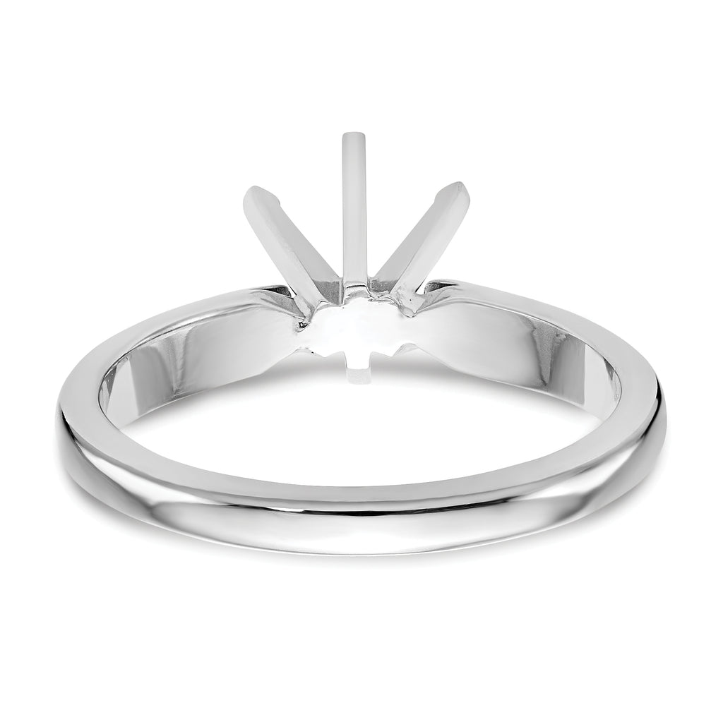14k White Gold 3/4 carat Medium-Weight High Shoulder Airline Half-Round 6-Prong Round Solitaire Ring Mounting (No Stone Included)