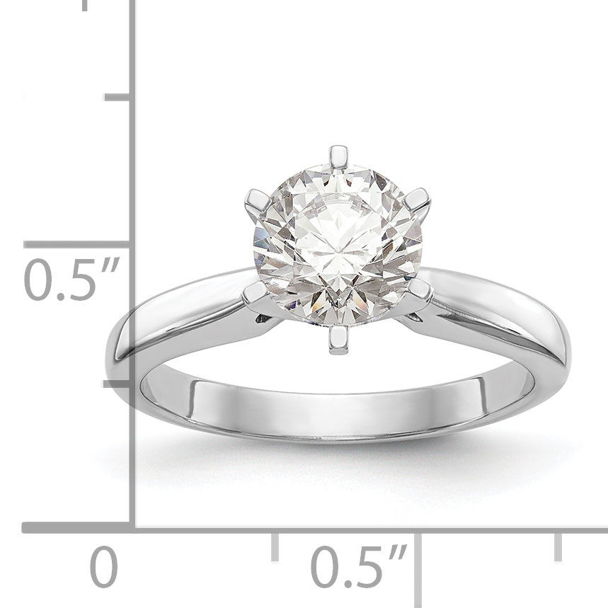 14k White Gold 3/4 carat Medium-Weight High Shoulder Airline Half-Round 6-Prong Round Solitaire Ring Mounting (No Stone Included)