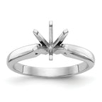 14k White Gold 1 carat Medium-Weight High Shoulder Airline Half-Round 6-Prong Round Solitaire Ring Mounting (No Stone Included)