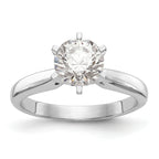 14k White Gold 1 carat Medium-Weight High Shoulder Airline Half-Round 6-Prong Round Solitaire Ring Mounting (No Stone Included)