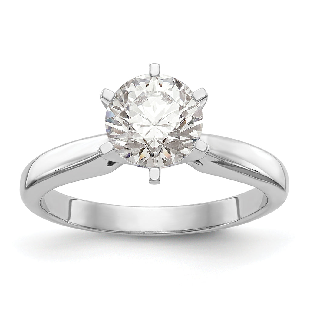 14k White Gold 3/4 carat Medium-Weight High Shoulder Airline Half-Round 6-Prong Round Solitaire Ring Mounting (No Stone Included)