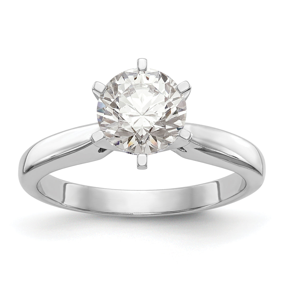 14k White Gold 1.25 carat Medium-Weight High Shoulder Airline Half-Round 6-Prong Round Solitaire Ring Mounting (No Stone Included)