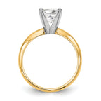 14k Two-Tone 4.7mm Medium-Weight Half-Round 4-Prong Princess Solitaire Ring Mounting (No Stone Included)