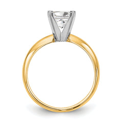 14k Two-Tone 3.7mm Medium-Weight Half-Round 4-Prong Princess Solitaire Ring Mounting (No Stone Included)