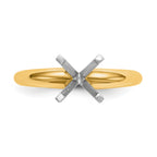 14k Two-Tone 4.7mm Medium-Weight Half-Round 4-Prong Princess Solitaire Ring Mounting (No Stone Included)