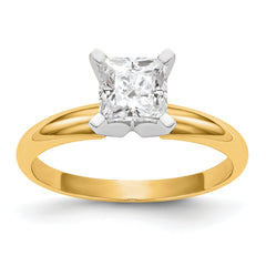 14k Two-Tone 3.7mm Medium-Weight Half-Round 4-Prong Princess Solitaire Ring Mounting (No Stone Included)