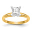14k Two-Tone 5mm Medium-Weight Half-Round 4-Prong Princess Solitaire Ring Mounting (No Stone Included)