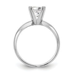 14k White Gold 3.7mm Medium-Weight Half-Round 4-Prong Princess Solitaire Ring Mounting (No Stone Included)