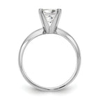14k White Gold 5.5mm Medium-Weight Half-Round 4-Prong Princess Solitaire Ring Mounting (No Stone Included)