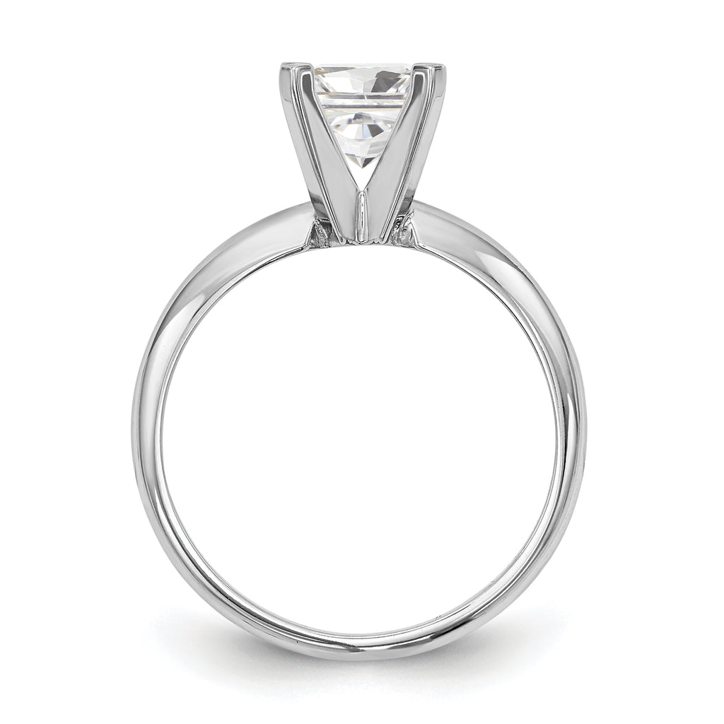 14k White Gold 4.1mm Medium-Weight Half-Round 4-Prong Princess Solitaire Ring Mounting (No Stone Included)