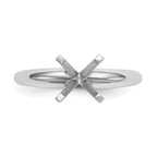 14k White Gold 5mm Medium-Weight Half-Round 4-Prong Princess Solitaire Ring Mounting (No Stone Included)