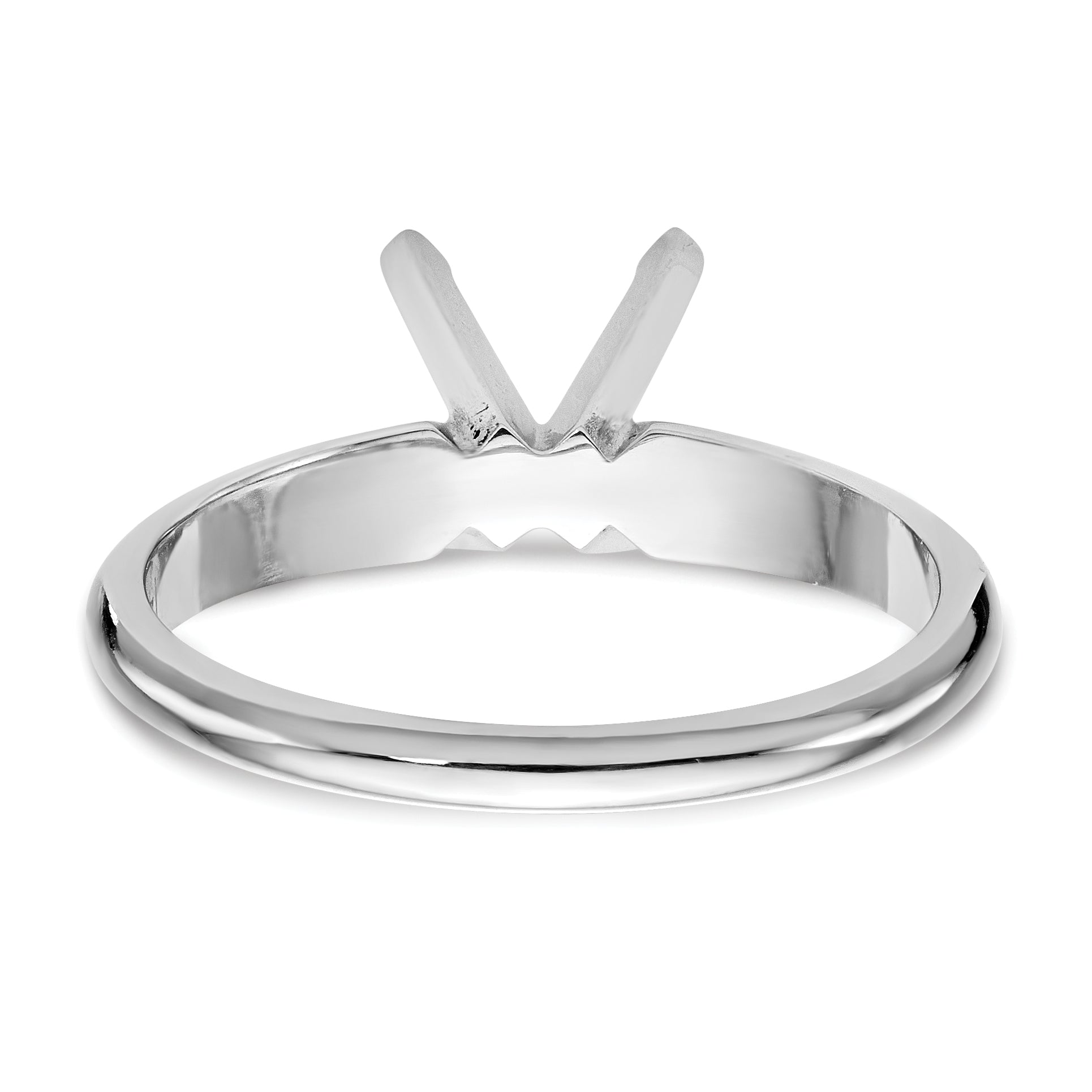 14k White Gold 4.7mm Medium-Weight Half-Round 4-Prong Princess Solitaire Ring Mounting (No Stone Included)