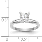 14k White Gold 3.5mm Medium-Weight Half-Round 4-Prong Princess Solitaire Ring Mounting (No Stone Included)