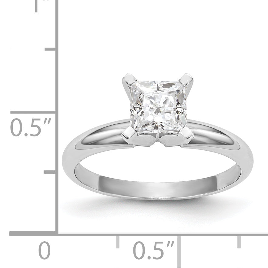 14k White Gold 4.1mm Medium-Weight Half-Round 4-Prong Princess Solitaire Ring Mounting (No Stone Included)