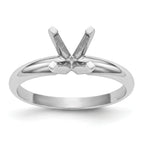 14k White Gold 3.5mm Medium-Weight Half-Round 4-Prong Princess Solitaire Ring Mounting (No Stone Included)