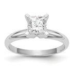 14k White Gold 6mm Medium-Weight Half-Round 4-Prong Princess Solitaire Ring Mounting (No Stone Included)