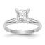 14k White Gold 3.7mm Medium-Weight Half-Round 4-Prong Princess Solitaire Ring Mounting (No Stone Included)