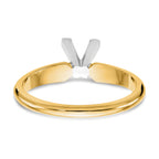 14k Two-Tone 5.5mm Medium-Weight Half-Round V-End Princess Solitaire Ring Mounting (No Stone Included)