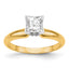 14k Two-Tone 3mm Medium-Weight Half-Round V-End Princess Solitaire Ring Mounting (No Stone Included)