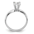14k White Gold 6.5mm Medium-Weight Half-Round V-End Princess Solitaire Ring Mounting (No Stone Included)