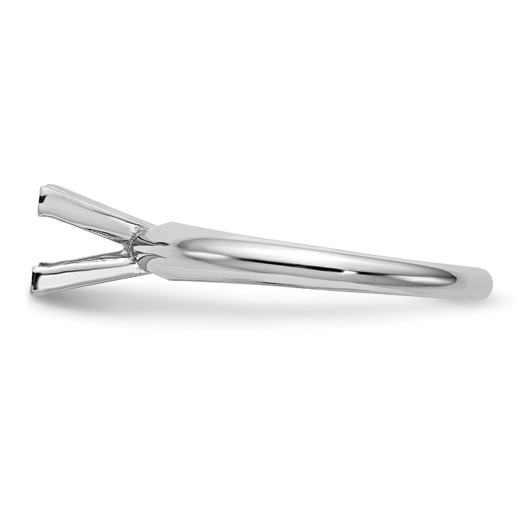 14k White Gold 3mm Medium-Weight Half-Round V-End Princess Solitaire Ring Mounting (No Stone Included)