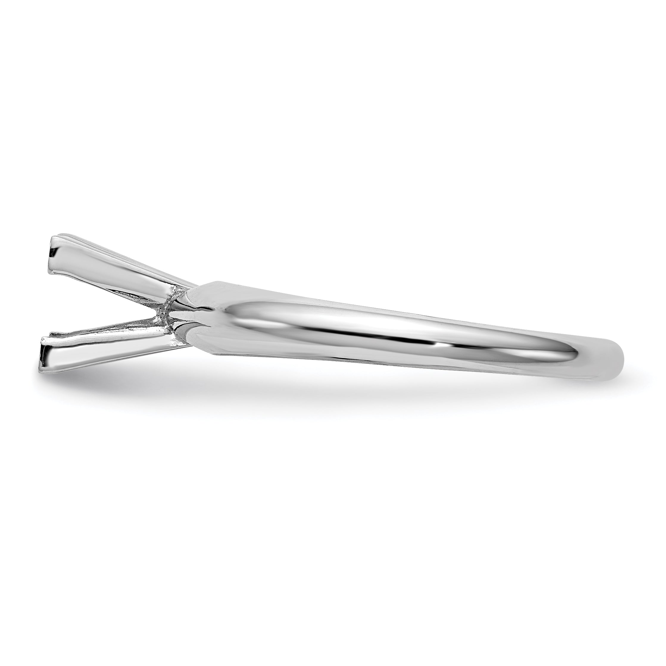 14k White Gold 3.5mm Medium-Weight Half-Round V-End Princess Solitaire Ring Mounting (No Stone Included)