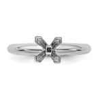 14k White Gold 5.5mm Medium-Weight Half-Round V-End Princess Solitaire Ring Mounting (No Stone Included)