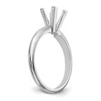 14k White Gold 7mm Medium-Weight Half-Round V-End Princess Solitaire Ring Mounting (No Stone Included)