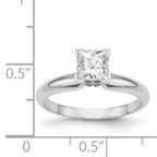 14k White Gold 5.5mm Medium-Weight Half-Round V-End Princess Solitaire Ring Mounting (No Stone Included)