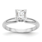 14k White Gold 4.5mm Medium-Weight Half-Round V-End Princess Solitaire Ring Mounting (No Stone Included)