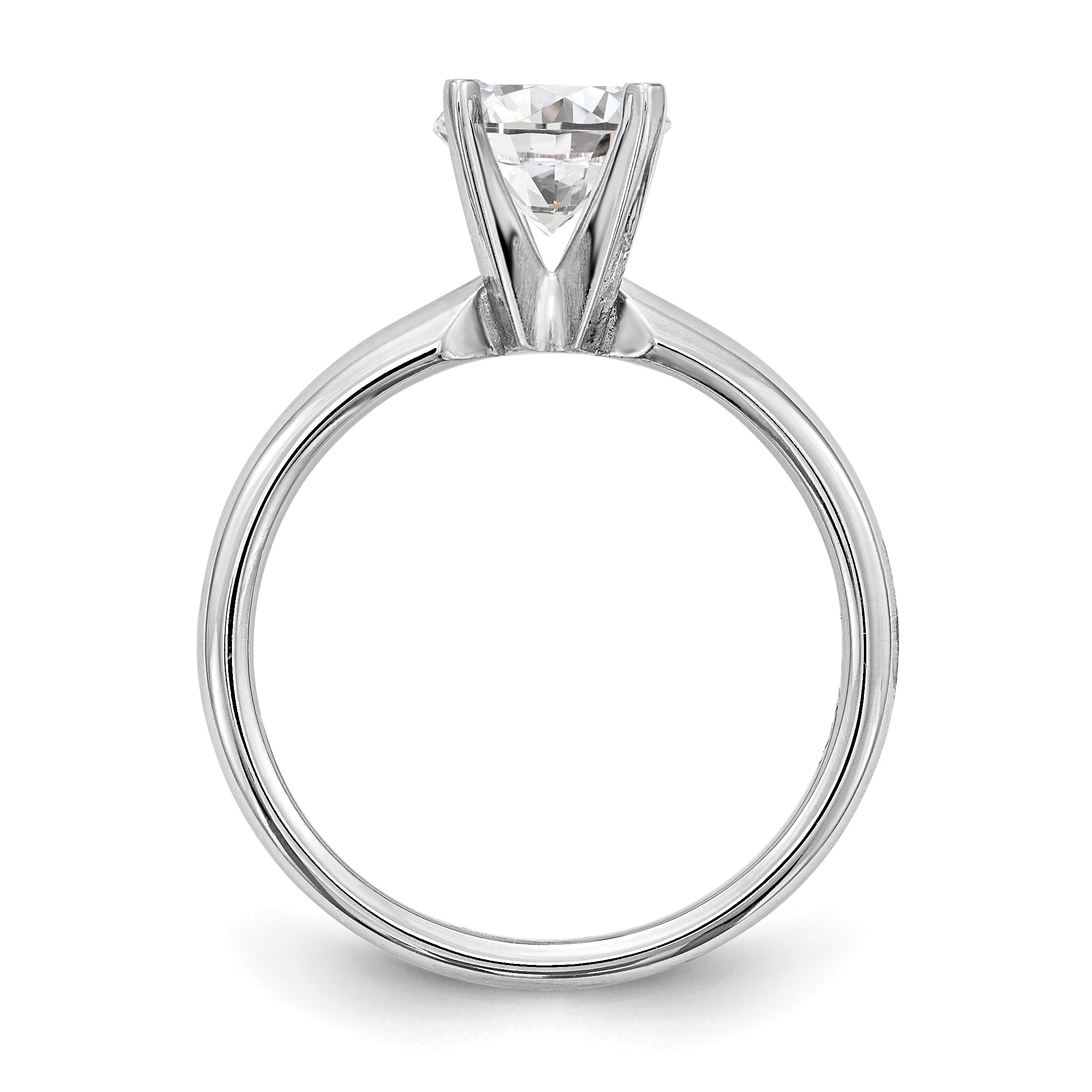 14k White Gold 1.5 carat Medium-Weight Comfort-Fit 4-Prong Round Solitaire Ring Mounting (No Stone Included)