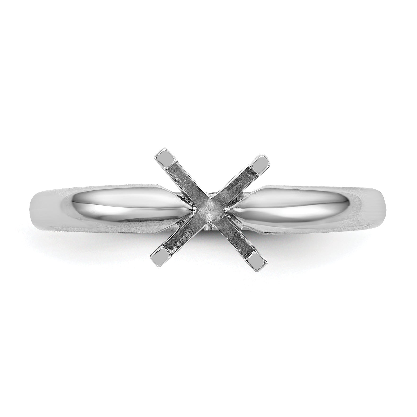 14k White Gold 1 carat Medium-Weight Comfort-Fit 4-Prong Round Solitaire Ring Mounting (No Stone Included)