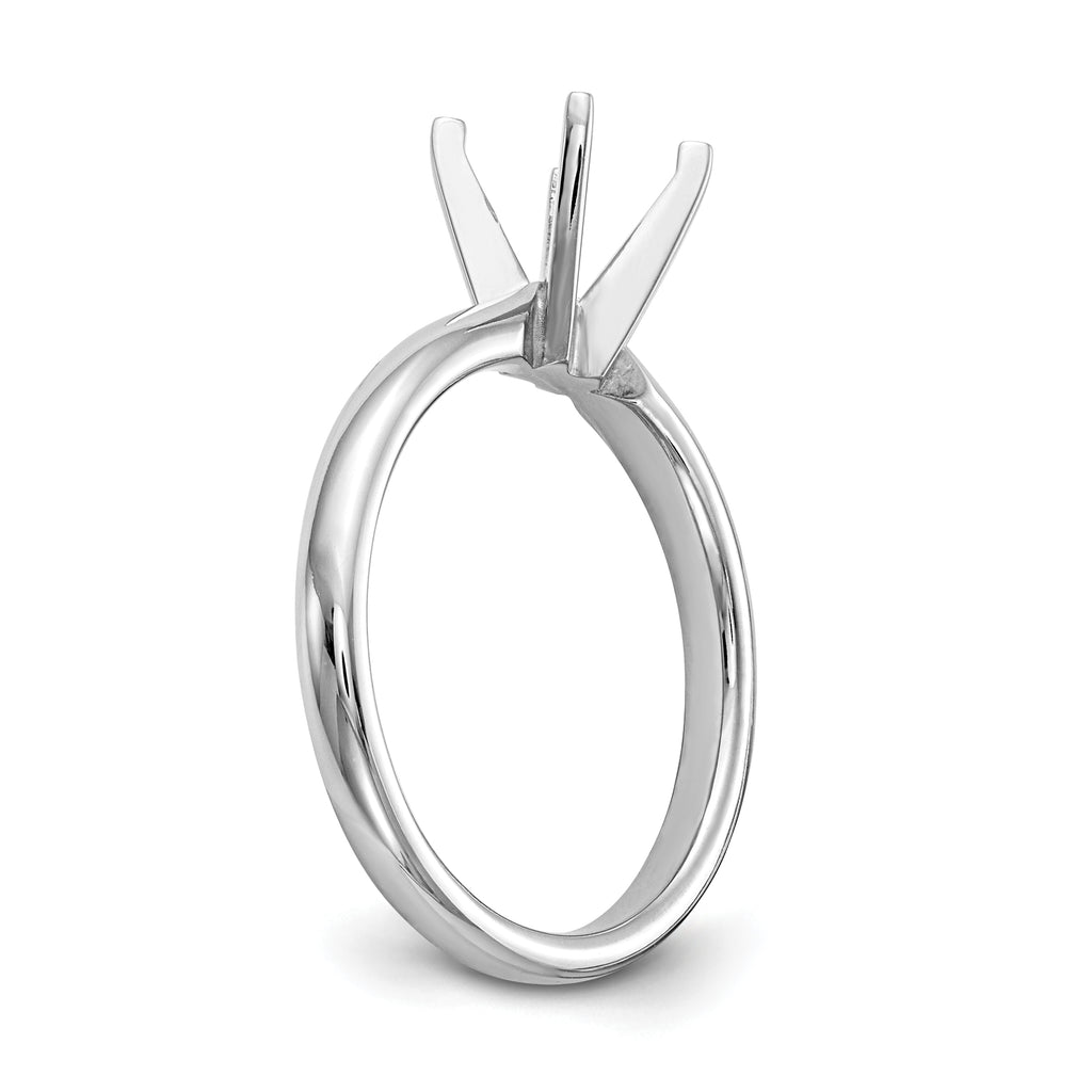 14k White Gold 1 carat Medium-Weight Comfort-Fit 4-Prong Round Solitaire Ring Mounting (No Stone Included)