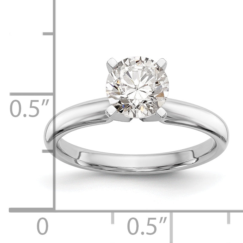14k White Gold 1.5 carat Medium-Weight Comfort-Fit 4-Prong Round Solitaire Ring Mounting (No Stone Included)