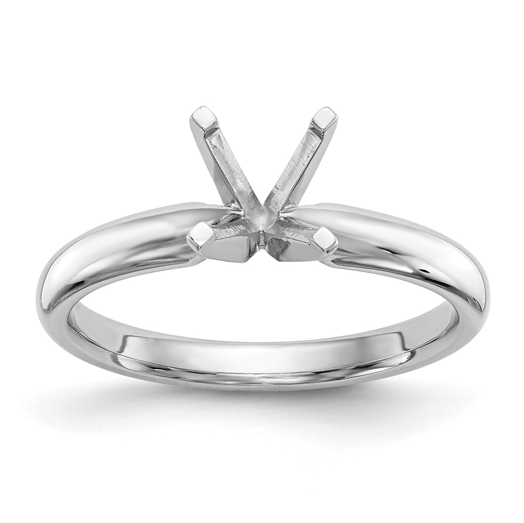 14k White Gold 1 carat Medium-Weight Comfort-Fit 4-Prong Round Solitaire Ring Mounting (No Stone Included)