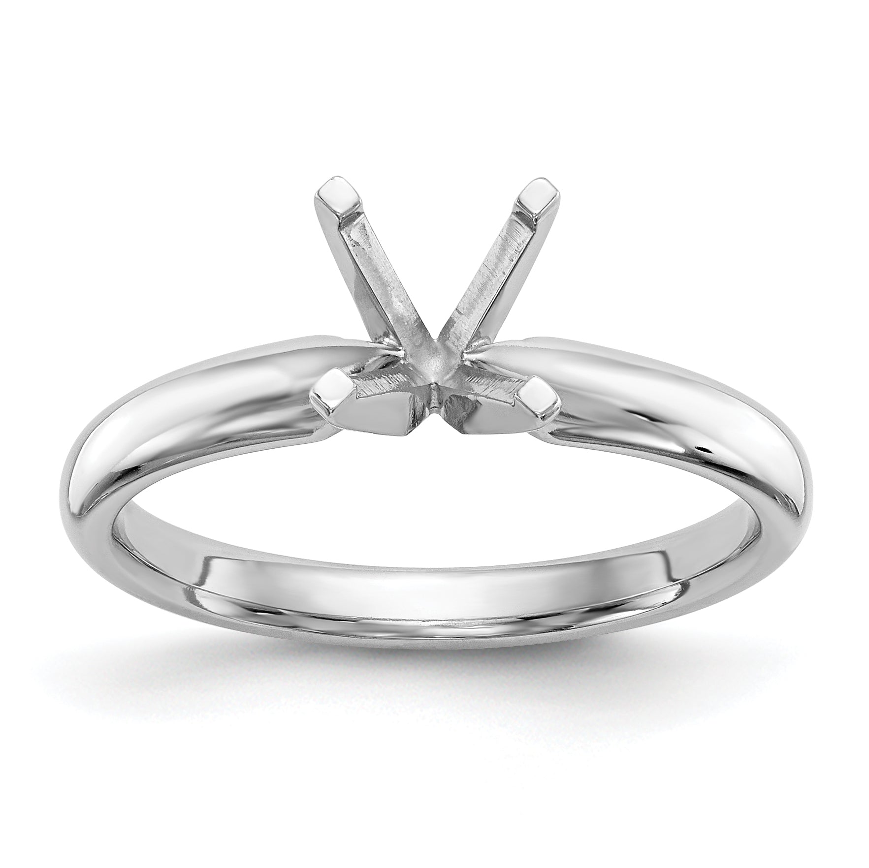 14k White Gold 1 carat Medium-Weight Comfort-Fit 4-Prong Round Solitaire Ring Mounting (No Stone Included)