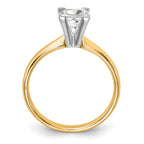 14k Two-Tone 3mm Medium-Weight Comfort-Fit V-End Princess Solitaire Ring Mounting (No Stone Included)