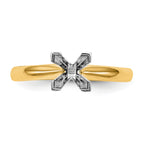14k Two-Tone 3.5mm Medium-Weight Comfort-Fit V-End Princess Solitaire Ring Mounting (No Stone Included)