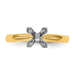 14k Two-Tone 3.5mm Medium-Weight Comfort-Fit V-End Princess Solitaire Ring Mounting (No Stone Included)