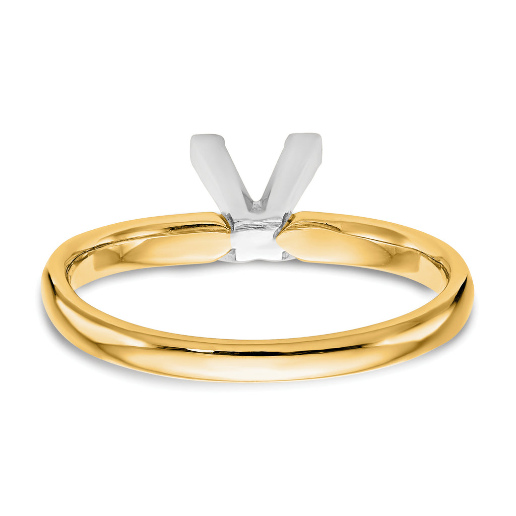 14k Two-Tone 3.5mm Medium-Weight Comfort-Fit V-End Princess Solitaire Ring Mounting (No Stone Included)