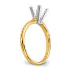 14k Two-Tone 4mm Medium-Weight Comfort-Fit V-End Princess Solitaire Ring Mounting (No Stone Included)